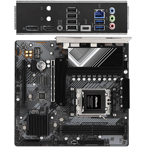 Материнская плата ASRock B650M-HDV/M.2 B650 Socket AM5 2xDDR5, 4xSATA3, RAID, 2xM.2, 2xPCI-E16x, 3xUSB3.2, 4xUSB2.0, 1xUSB3.2 Type C, DP, HDMI, Glan, mATX