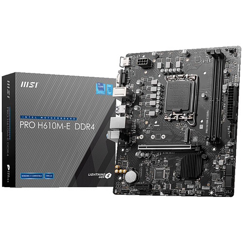 Материнская плата MSI Pro H610M-E DDR4 H610 Socket-1700 2xDDR4, 4xSATA3, 1xM.2, 1xPCI-E16x, 2xUSB3.2, D-Sub, HDMI, Glan, mATX