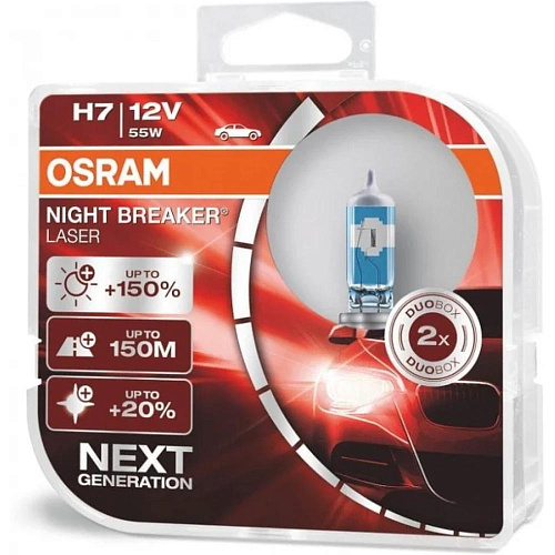 Автомобильная лампа H7 12V 55W Night Breaker Laser Osram 2 шт.