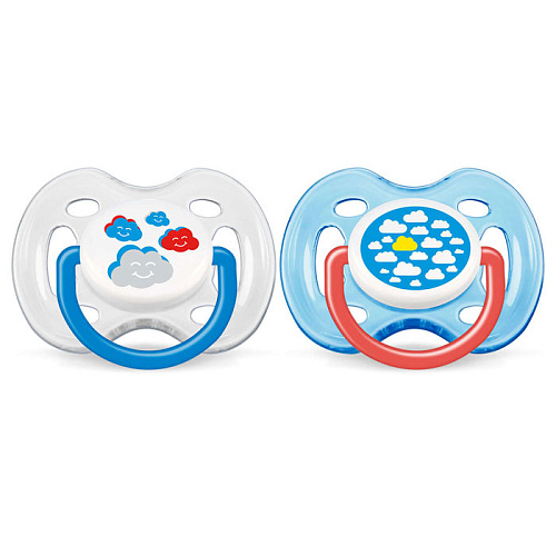 Пустышка силиконовая Avent классическая ортодонтическая  SCF172/18 (0-6 мес), 2 шт. Облачки