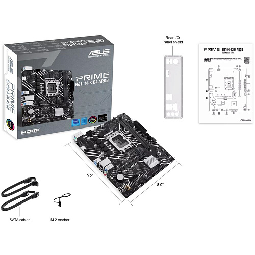 Материнская плата ASUS Prime H610M-K D4 ARGB H610 Socket-1700 2xDDR4, 4xSATA3, 1xM.2, 1xPCI-E16x, 2xUSB3.2, HDMI, Glan, mATX