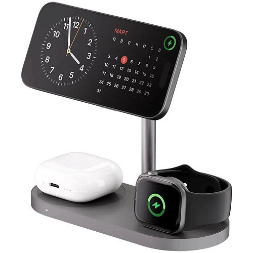 Беспроводная зарядная панель 3 в 1 Для IPhone, Apple Watch, Airpods uBear Stage Ultra Qi2.2 35W Grey