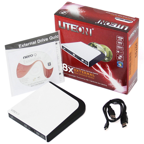 Внешний привод DVD-RW LiteOn eSAU208-103 DVD±R/±RW USB2.0 White