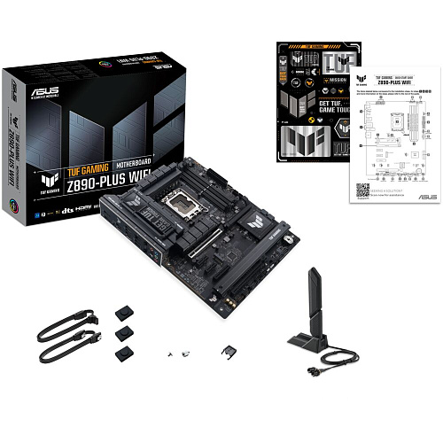 Материнская плата ASUS TUF Gaming Z890-Plus WiFi Z890 Soc-1851 4xDDR5, 4xSATA3, RAID, 4хM.2, 5xPCI-E16x, 6xUSB3.2, 2xUSB3.2 Type C, DP, HDMI, WiFi, 2.5Glan, ATX