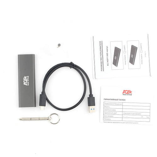 Корпус для SSD AgeStar 3UBNF1C M.2 NGFF (B-key), USB3.0 Type C Gray