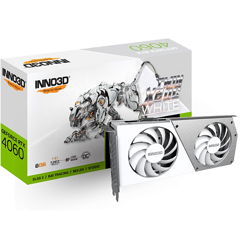 Видеокарта Inno3D GeForce RTX 4060 8192Mb, Twin X2 OC White 8G (N40602-08D6X-173051W) 1xHDMI, 3xDP, Ret