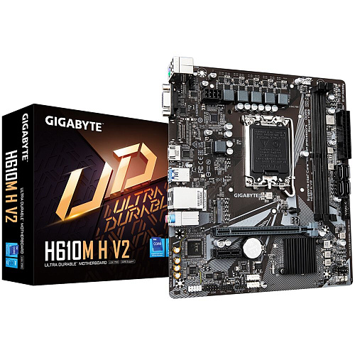 Материнская плата Gigabyte H610M H V2 H610 Socket-1700 2xDDR5, 4xSATA3, 1xM.2, 1xPCI-E16x, 2xUSB3.2, D-Sub, HDMI, Glan, mATX