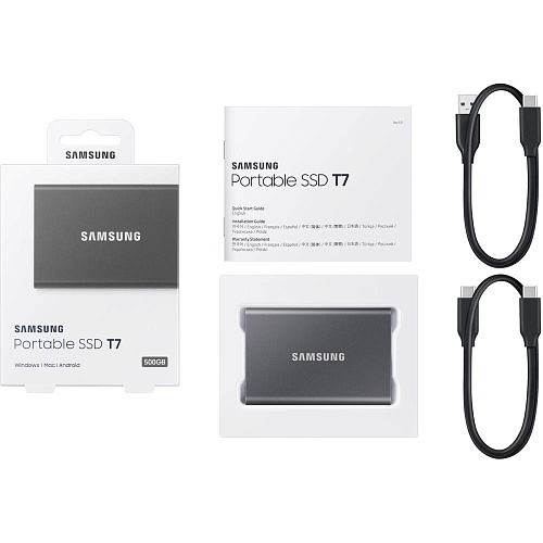 Внешний SSD-накопитель 500Gb Samsung T7 MU-PC500T/WW (SSD) USB 3.2 Type C Серый УЦЕНКА