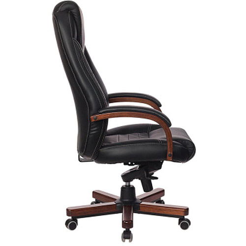 Кресло руководителя Бюрократ T-9923WALNUT/BLACK черный кожа крестовина дерево