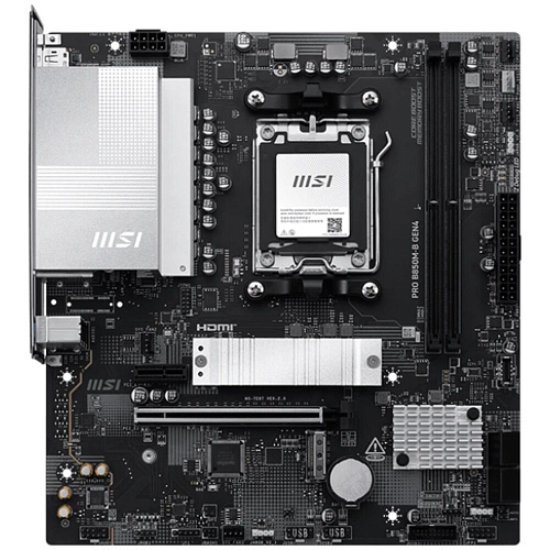 Материнская плата MSI Pro B850M-B GEN4 Socket-AM5 AMD B850 2xDDR5, 4xSATA3, RAID, 2xM.2, 1xPCI-E16x, 3xUSB3.2, 1xUSB3.2 Type C, DP, HDMI, 2.5Glan, mATX Ret