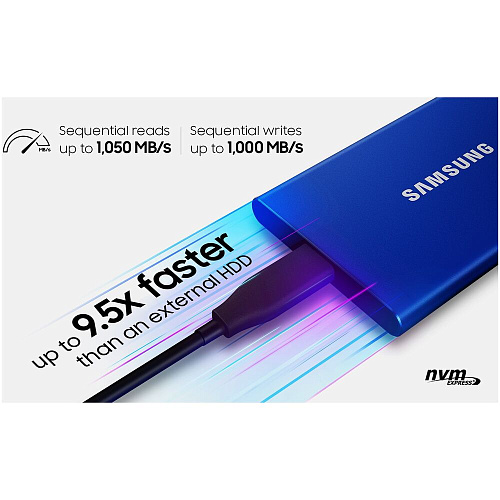 Внешний SSD-накопитель 500Gb Samsung T7 MU-PC500H/WW (SSD) USB 3.2 Type C Синий