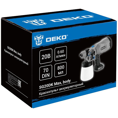 Аккумуляторный краскопульт Deko SG20DK Max, 20В, 800 мл 083-1134 УЦЕНКА