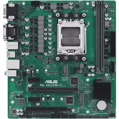 Материнская плата ASUS Pro A620M-C-CSM A620 Socket AM5 2xDDR5, 4xSATA3, RAID, 2xM.2, 1xPCI-E16x,  2xUSB3.2, 1xUSB3.2 Type C, D-Sub, DVI-D, DP, HDMI, Glan, mATX