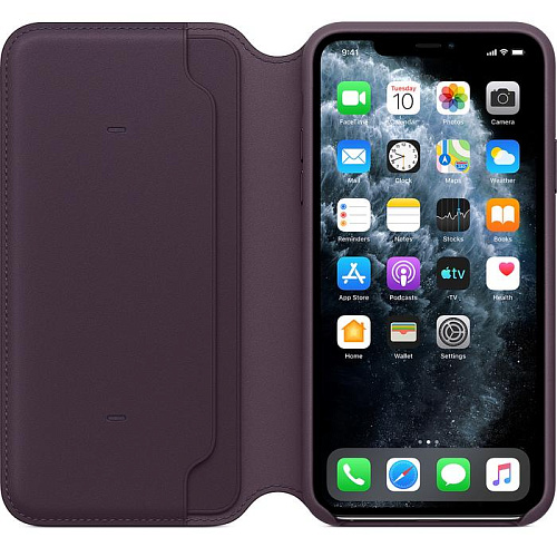 Чехол для Apple iPhone 11 Pro Max Leather Folio Aubergine