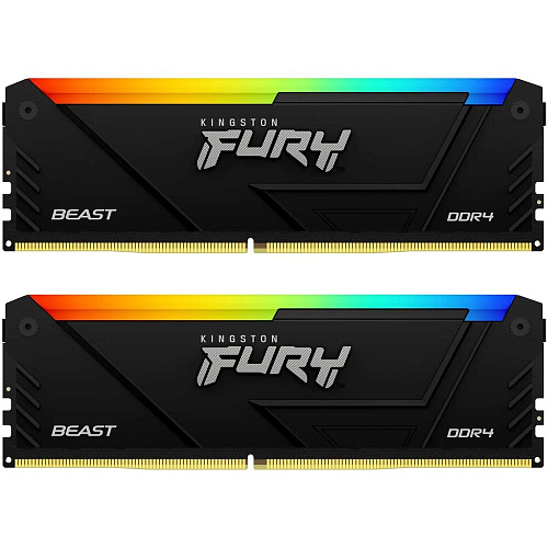 Модуль памяти DIMM 64Gb 2х32Gb DDR4 PC28800 3600MHz Kingston Fury Beast RGB Black (KF436C18BB2AK2/64)