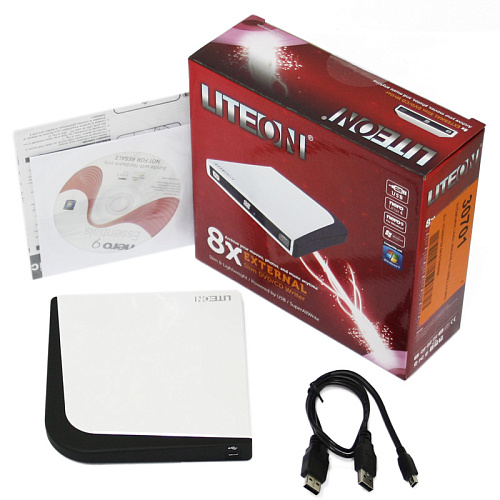 Внешний привод DVD-RW LiteOn eSAU108-103 DVD±R/±RW USB2.0 White