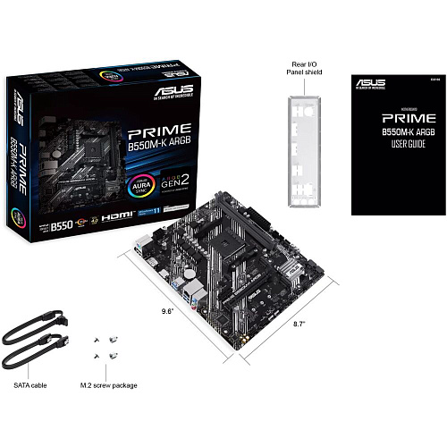 Материнская плата ASUS Prime B550M-K ARGB B550 Socket AM4 2xDDR4, 4xSATA3, RAID, 2xM.2, 2xPCI-E16x, 6xUSB3.2, DP, HDMI, Glan, mATX