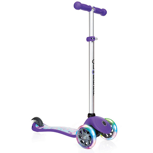 Самокат Globber Primo Fantasy с 3 светящимися колесами (Stars Violet Neon Purple)