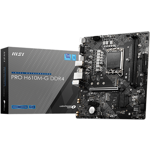 Материнская плата MSI Pro H610M-G DDR4 H610 Socket-1700 2xDDR4, 4xSATA3, 1xM.2, 1xPCI-E16x, 2xUSB3.2, D-Sub, DP, HDMI, Glan, mATX