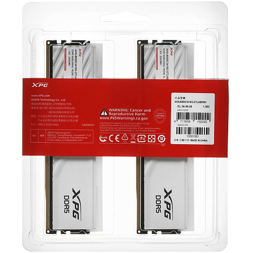 Модуль памяти DIMM 32Gb 2х16Gb DDR5 PC48000 6000MHz ADATA XPG Lancer RGB White (AX5U6000C3416G-DTLABRWH)