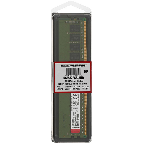 Модуль памяти Kingston 8GB 3200MHz DDR4 DIMM ECC CL22 1Rx8 Hynix D