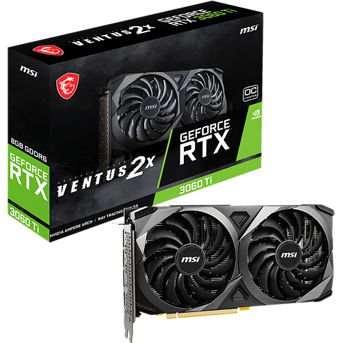 Видеокарта MSI GeForce RTX 3060 Ti 8192Mb, Ventus 2X OCV1 LHR (RTX 3060 Ti Ventus 2X 8G OCV1 LHR) 1xHDMI, 3xDP, Ret