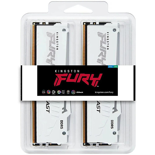 Модуль памяти DIMM 32Gb 2х16Gb DDR5 PC48000 6000MHz Kingston Fury Beast RGB White EXPO (KF560C36BWE2AK2-32)
