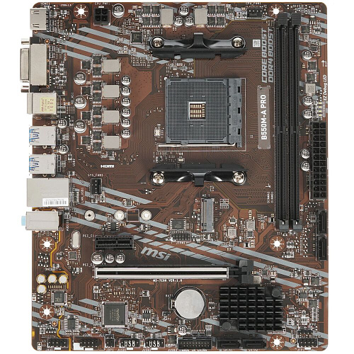 Материнская плата MSI B550M-A Pro Socket-AM4 AMD B550 2xDDR4, 4xSATA3, RAID, 1xM.2, 1xPCI-E16x, 4xUSB3.2, DVI-D, HDMI, Glan, mATX