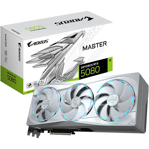 Видеокарта Gigabyte GeForce RTX 5080 16384Mb, AORUS Master Ice 16 Gb (GV-N5080AORUSM ICE-16GD) 1xHDMI, 3xDP, Ret