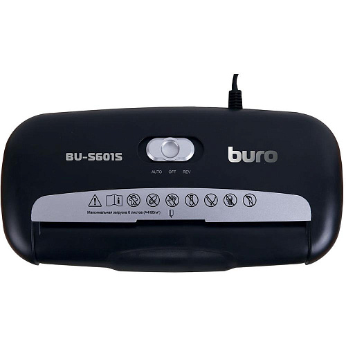 Уничтожитель бумаг Buro Home BU-S601S (секр.Р-1)/ленты/6лист./10лтр./пл.карты