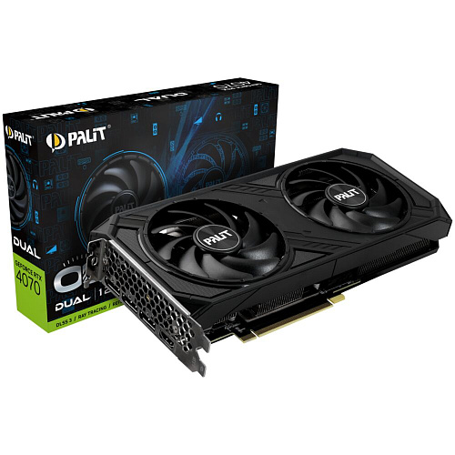 Видеокарта Palit GeForce RTX 4070 12288Mb, Dual OC 12G (NED4070S19K9-1047D) 1xHDMI, 3xDP, Ret
