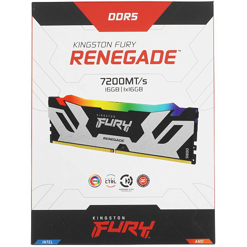 Модуль памяти DIMM 16Gb DDR5 PC57600 7200MHz Kingston Fury Renegade Silver (KF572C38RSA/16)