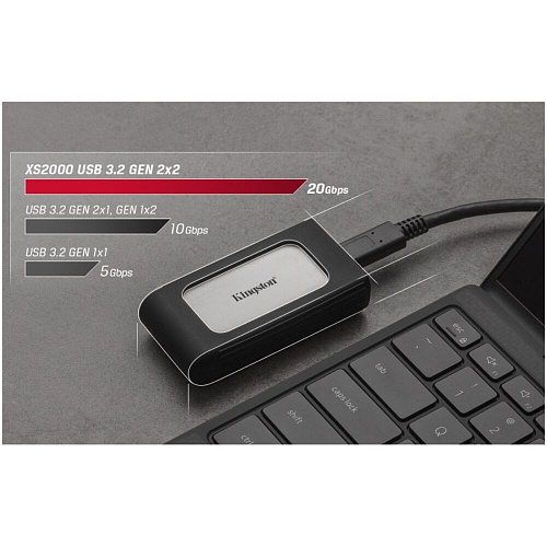 Внешний SSD-накопитель 2Tb Kingston XS2000 SXS2000/2000G (SSD) USB 3.2 серебристый