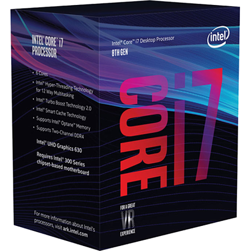 Процессор Intel Core i7-8700, 3.2ГГц, (Turbo 4.6ГГц), 6-ядерный, L3 12МБ, LGA1151v2, BOX