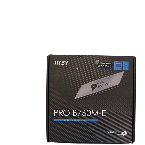 Материнская плата MSI Pro B760M-E B760 Socket-1700 2xDDR5, 4xSATA3, 1xM.2, 1xPCI-E16x, 2xUSB3.2, D-Sub, HDMI, Glan, mATX УЦЕНКА