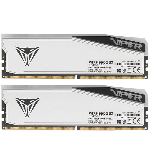 Модуль памяти DIMM 48Gb 2х24Gb DDR5 PC48000 6000MHz Patriot Memory Viper Elite 5 RGB White (PVER548G60C36KT)