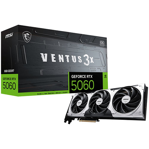 Видеокарта MSI GeForce RTX 5060 8192Mb, Ventus 3X OC 8 Gb (RTX 5060 8G Ventus 3X OC) 1xHDMI, 3xDP, Ret