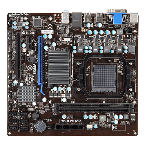 Материнская плата MSI 760GM-P34 (FX) Soc-AM3+ AMD 760G 2xDDR3, 1xPCI-E16x, Raid, GLan mATX