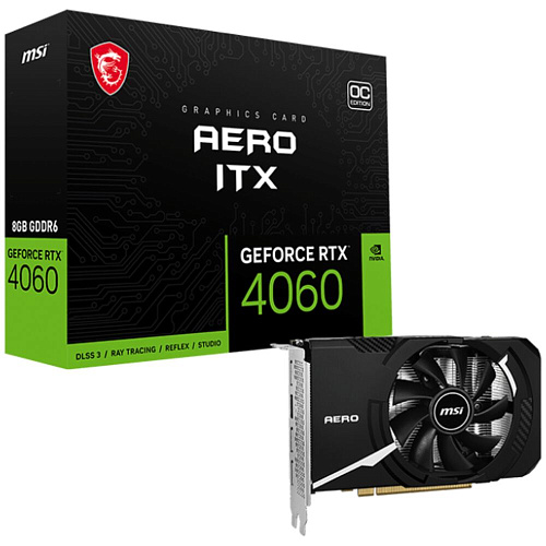 Видеокарта MSI GeForce RTX 4060 8192Mb, Aero ITX 8G OC (RTX 4060 Aero ITX 8G OC) 1xHDMI, 3xDP, Ret