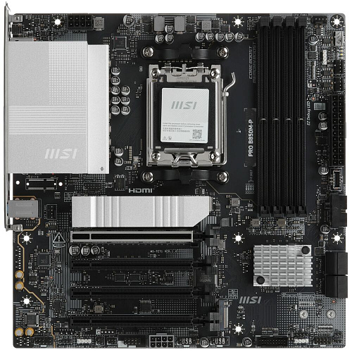 Материнская плата MSI Pro B850M-P Socket-AM5 AMD B850 4xDDR5, 4xSATA3, RAID, 3xM.2, 4xPCI-E16x, 3xUSB3.2, 1xUSB3.2 Type C, DP, HDMI, 5Glan, mATX Ret