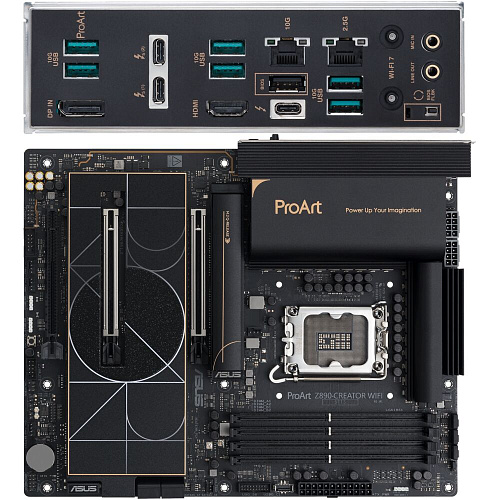 Материнская плата ASUS ProArt Z890-Creator WiFi Z890 Soc-1851 4xDDR5, 4xSATA3, RAID, 5xM.2, 3xPCI-E16x, 6xUSB3.2, 3xUSB3.2 Type C, DP, HDMI, WiFi, 2xGlan, ATX
