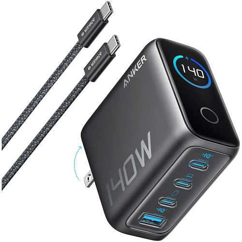 Сетевое зарядное устройство Anker 3C1A LCD B2697 140W 3хUSB-C + USB (+ USB-C Cable) черное