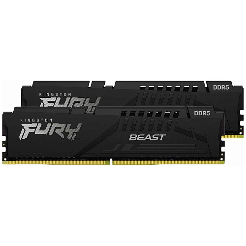 Модуль памяти DIMM 32Gb 2х16Gb DDR5 PC51200 6400MHz Kingston Fury Beast Black XMP (KF564C32BBK2-32)