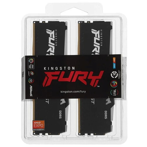 Модуль памяти DIMM 32Gb 2х16Gb DDR5 PC48000 6000MHz Kingston Fury Beast RGB Black EXPO (KF560C30BBEAK2-32)