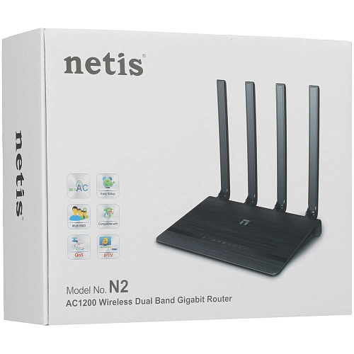 Беспроводной маршрутизатор Netis N2, 802.11ac, 1167Мбит/с, 2.4ГГц и 5ГГц, 4xLAN, 1xWAN