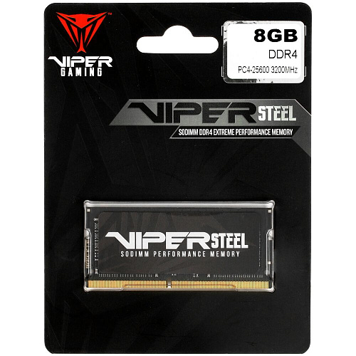 Модуль памяти SO-DIMM DDR4 8Gb PC25600 3200Mhz Patriot Memory Viper Steel (PVS48G320C8S)