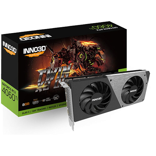 Видеокарта Inno3D GeForce RTX 4060 Ti 8192Mb, Twin X2 OC 8 Gb (N406T2-08D6X-171153N) 1xHDMI, 3xDP, Ret
