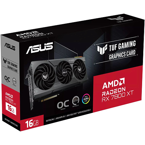 Видеокарта ASUS AMD Radeon RX 7800 XT OC Edition 16G 16384Mb, (TUF-RX7800XT-O16G-Gaming ) 3xDP, 1xHDMI, Ret