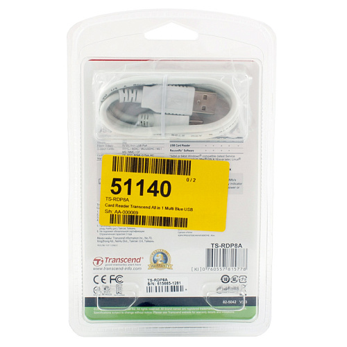 Card Reader Transcend All in 1 Multi SDHC (TS-RDP8A) USB 2.0 Голубой