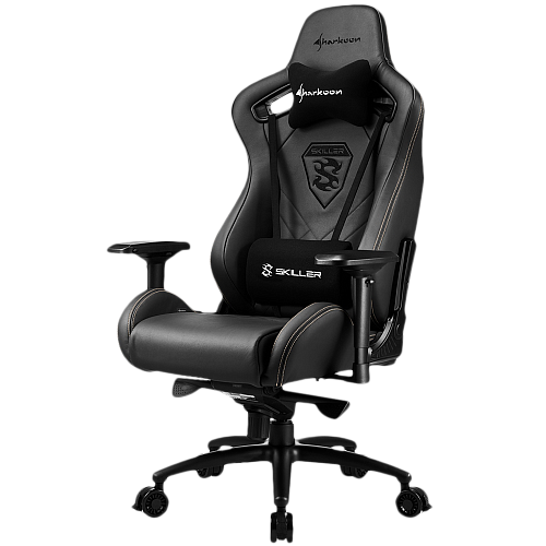 Кресло для геймера Sharkoon Shark Skiller SGS5 чёрное (натуральная кожа, регулируемый угол наклона, механизм качания)